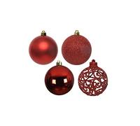Kaemingk Christmas Tree Baubles Decorations Shatterproof - Christmas Red - 16 Pack
