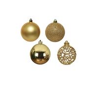 Christmas Tree Baubles Decorations Shatterproof - LIGHT GOLD