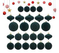 Christmas Tree Baubles - Farm Christmas Decorations 25 Pieces | Flocked Christmas Baubles, Christmas Ornaments for Party, Home, Holiday