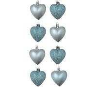 Christmas Tree Baubles, Matt Heart Shaped, Uniquely Shaped, Decorations, Durability And Longevity, Glitter And Matte Finishes - Ice Blue/Baby Blue 8 X 5cm