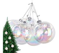 Christmas Tree Baubles Pack of 6 3" Iridescent Christmas Tree Decorations | Clear Christmas Tree Decoration Baubles for Indoor and Outdoor Decoration Window Wall Door Fireplace Garden Patio