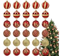 Christmas Tree Baubles Set 30 Non-Breakable Christmas Decorations Red & Gold 6cm - christmas ornaments