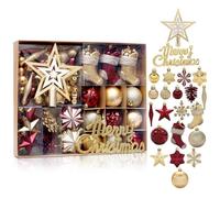 Christmas Tree Baubles Set | 70 Pieces Hanging Christmas Tree Ornaments | Shatterproof Christmas Tree Pendant | Merry Christmas Balls Pendant Holiday Decoration