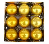 Christmas Tree Baubles Set 9pcs Multi-Coloured PVC Hanging Ornament Balls Lightweight Decoration for Party Wedding Home Hotel Office Showcase 6cm(Gold)