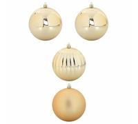 Christmas Tree Baubles Set XXL 4-Piece Gold Plastic, 20 cm, Lightweight Tree Decoration with Shiny and Matte Balls, Versatile for Christmas Decoration, Windows, Wreath and Advent Decorations