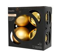Christmas Tree Baubles, shatterproof, Mixed Shiny & Matt Gold - 100mm - 4 Pack