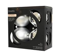 Christmas Tree Baubles, shatterproof, Mixed Shiny & Matt Silver - 100mm - 4 Pack