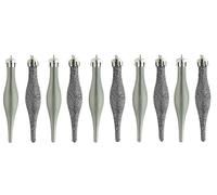 Christmas Tree Baubles, Tear Drop Droplet, Uniquely Shaped, Decorations, Durability And Longevity, 9cm Glitter And Matte Finishes - Grey Graphite Pack Of 10