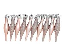 Christmas Tree Baubles, Tear Drop Droplet, Uniquely Shaped, Decorations, Durability And Longevity, Glitter And Matte Finishes - Peach Pack Of 10