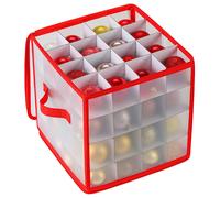 Christmas Tree Baubles Xmas Storage Box Ornament 64 Decoration Holder Zipped Bag