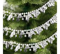 Christmas Tree Bead Decor, 16ft Clear Iridescent Bead Garland Twist Bead String for Christmas Tree Crystal Xmax Garland for Christmas Tree Home Table Party Wedding Window Door(Silver)