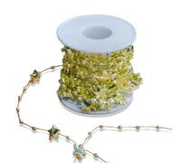 Christmas Tree Beads,1 Roll 8m Bead String Garland Decorations Tinsel Chain Pearl Beaded Table Bauble Hanging Ceiling Chains Decoration,for DIY Craft Xmas Stairs Wedding Costume Supplies (Gold)
