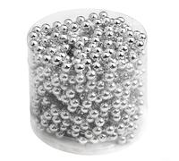 Christmas Tree Beads Decoration, 5M Decorative Christmas Tree Bead String Xmas Tree Beads Chain Garland Pearl Wire Necklace for Holiday Use(Silver)