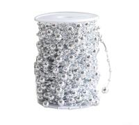 Christmas Tree Beads Garland 10m Artificial Beads Trim for Holiday and For Party Decorations Featuring Reflective Beads Chain (Silver)