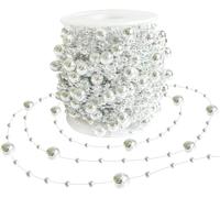 Christmas Tree Beads Garland Decoration,66 Feet Silvery Pearl Strands Chain for Christmas Tree Decor,Crafts and Holiday Decor