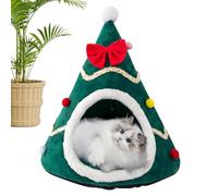 Christmas Tree Bed for Cats - Plush Cat Beds for Indoor Cats - Cozy Warm Sleeping Nest, Semi-Enclosed Christmas Cat Bed for Indoor Puppy and Kitten