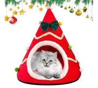 Christmas Tree Bed for Cats - Plush Cat Cave - Cozy Warm Sleeping Nest, Semi-Enclosed Christmas Cat Bed for Indoor Puppy and Kitten