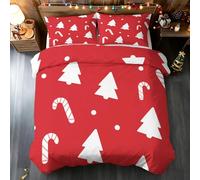 Christmas Tree Bedding Emperor Size, Xmas Candy Cane Duvet Cover Set, 2 Pillowcases, Reversible Soft Microfiber Quilt Cover with Zipper, Christmas Bedroom Decor & Gift BhT1