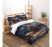 Christmas Tree Bedding Set 3D Digital Printing Christmas Themes Duvet Cover Set 3 Pieces Chic Breathable Comforter Cover for Boys & Girls with Pillowcase Super King（260x220cm）