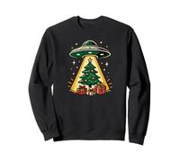 Christmas tree being abducted by aliens Funny Xmas Sweatshirt