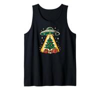 Christmas Tree Being Abducted by Aliens Funny Xmas Tank Top