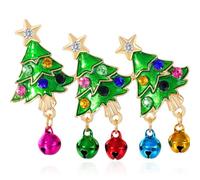 Christmas Tree Bell Alloy Brooch Pin for Clothes and Shawls | Rhinestone Detail, Strong Pin Structure, Fixed on Garments, Everyday Wear and Anniversaries, Fashion Style