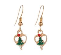 Christmas Tree Bell Earrings Christmas Creative Holiday Earrings Jewelry Hoop Earrings Women Wide Hoop Earrings for Women (AN, One Size)