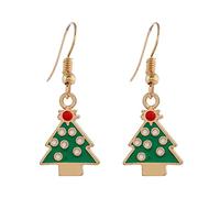 Christmas Tree Bell Earrings Christmas Creative Holiday Party Earrings Jewelry Hoop Earrings Women Teal Stud Earrings (E, One Size)
