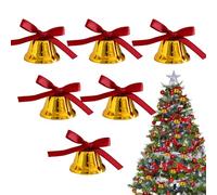Christmas Tree Bells in Gold, Metal Christmas Garland Ornaments with Bows - Christmas Tree Decorations | for Home Balcony Entrance Door Patio Farm Apartment
