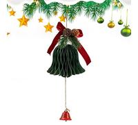 Christmas Tree Bells, Paper Holiday Bell, 4.33x13.77 Inches Interactive Festive Decoration Set of 6 Traditional Ornament, Hanging Chime Decor for Classroom, Store, Garden, Table, Garland, Wall
