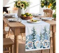 Christmas Tree Blue Dwarf Snowflakes Table Runner 120 Inches Long, Winter Snow Scene Washable Table Runners Heat-Insulation Kitchen Dining Table Decorations for Home Party Decor 13x120in