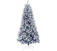 HOMCOM 6 Foot Artificial Blue Snow Flocked Christmas Tree With Hinged Branches | TJ Hughes