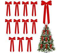 Christmas Tree Bow, 12PCS Christmas Velvet Bows Multi Functional Soft Bow Decorations for Xmas Thanksgiving Home Party Wedding Ornaments