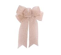 Christmas Tree Bow - 18x28cm Large Rustic Linen Burlap Bow for Wreath Tree (Khaki)