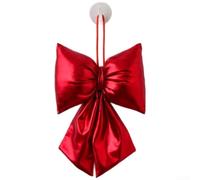 Christmas Tree Bow Decorative Leather Cloth Ornaments European Style Festive Pendant Red/Champagne/Green 12cm 20cm 30cm Holiday Scene(A)