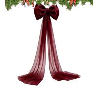 Christmas Tree Bow Topper Rustic Reusable Decorative Mesh Ribbon | Christmas Front Door Bows for Wedding Engagement Bridal Arch Events Banquets Kids Shower Birthday Party Holiday Wine Red