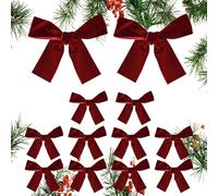 Christmas Tree Bows - 10cm Set of 10x10cm Decorative Bows | Velvet Bow - Elegant Festive Decorations for Christmas Trees, Homes, Parties and Accessories