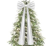 Christmas Tree Bows Large | 71x20in White Velvet Bows for Christmas Trees | Exquisite C-hristmas Tree Topper Bow Ribbon | Hanging Velvet Wreath Door Bow C-hristmas Decorations for Indoor & Outdoor
