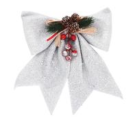 Christmas Tree Bows Sliver Bows for Large Topper Bow for Christmas Tree Ornaments, Wreath Decorations, 9.8x10.6inches/25x27cm