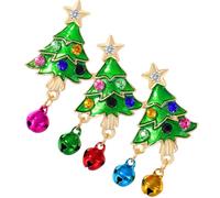 Christmas Tree Brooch Alloy Lapel Pin with Bell Rhinestone Detail | Strong Pin Structure, Fixed on Clothes, Everyday Wear, Family Gatherings, Fashionable Versatile Style