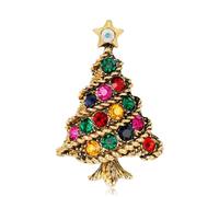 Christmas Tree Brooch Pin for Women & Men | Multi-Colored Rhinestone Austrian Crystal | Art Deco Lapel Pin | Festive Dress Accessories for Hat, Bag, Suit, Tie, Cardigan, Sweater