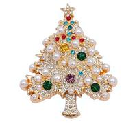 Christmas Tree Brooch Pin Pearl Crystal Christmas Pendant