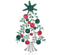 Christmas Tree Brooch Pin Rhinestone Alloy Lapel Accessory for Clothes | Sparkling Luster, Refined Elegant Shape, Not Easy to Fade, Easy to Keep and Carry