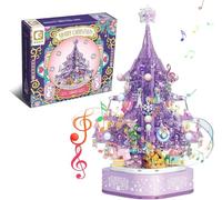 Christmas Tree Building Block Set, 729 PCS Technic Pink Crystal Christmas Tree Building Kit with LED, Construction Gifts Toy for Kid Adult, Mini Micro Building Brick