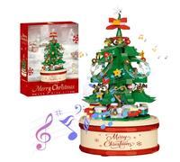 Christmas Tree Building Blocks Kit with Lights and Music Box, Christmas Tree Toy Bricks, Creative Home Decor Building Toys Gifts for 6+ Year Old Boys Girls (Dark green)