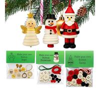 Christmas Tree Buttons Decorations Kit | Santa Claus Angel Man | Snow Ornaments - Pendant Charm DIY Craft for Adults - Tree Mirror Bag Window Home Car