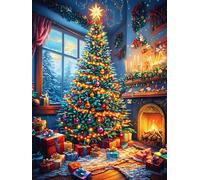 Christmas Tree by Fireplace 500-piece Jigsaw Puzzle Set Fantástico Cuento De Hadas Animal For Adults Teens 14+ Logic Skill Indoor Game Family Game Night Summer Durable Material 500 PCS