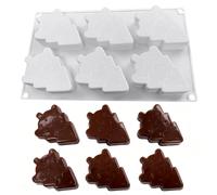 Christmas Tree Cake Mould - 6 Cavity Silicone Baking Tools | Candle Moulds | For Decorating Cupcakes Mousse Pastry Chocolate