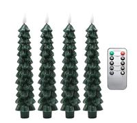 Christmas Tree Candle - Battery Flameless Pillar Candles, Tree Shaped Led Candles | Battery Operated Xmas Candles, Real Wax Flameless Flickering Candles, Battery Operated Window Candles for Home