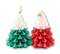 Christmas Tree Candle Gift Set, 2PCS Cedar & Rose Scent Natural Soy Wax Christmas Candles, Safe Long-Lasting Burn Aromatherapy Candles for Holiday House Festive Decoration